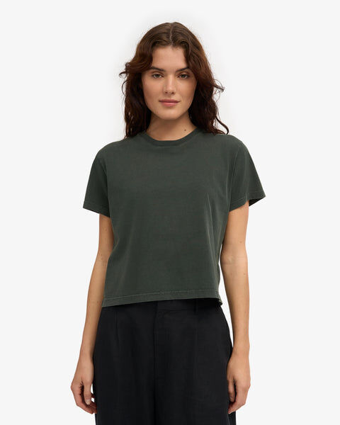 Organic Boxy Crop Tee - Midnight Forest