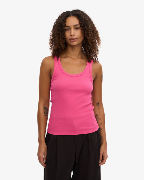 Women Organic Rib Tank Top - Bubblegum Pink
