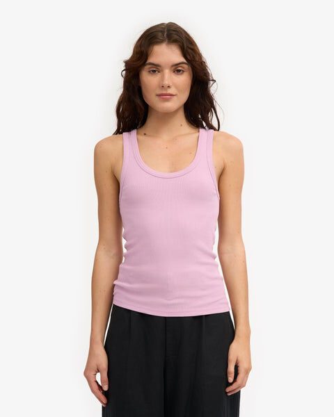 Women Organic Rib Tank Top - Cherry Blossom