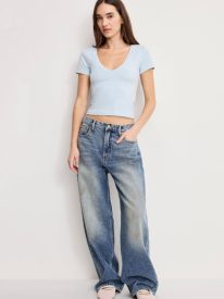 SUPER STRETCH V NECK BABY TEE | SKY