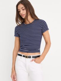 THE RIB BABY TEE | SIMPLE STRIPE HORIZON INK