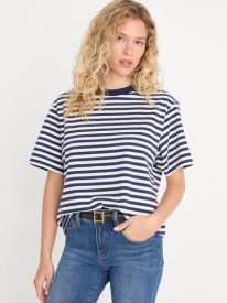 THE OVERSIZED TEE | CLEAN STRIPE HORIZON INK