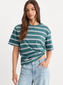 THE OVERSIZED TEE | HARBOR STRIPE DEEP TEAL