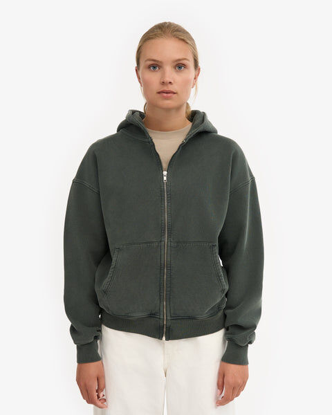 Organic Oversized Zip Hood - Midnight Forest