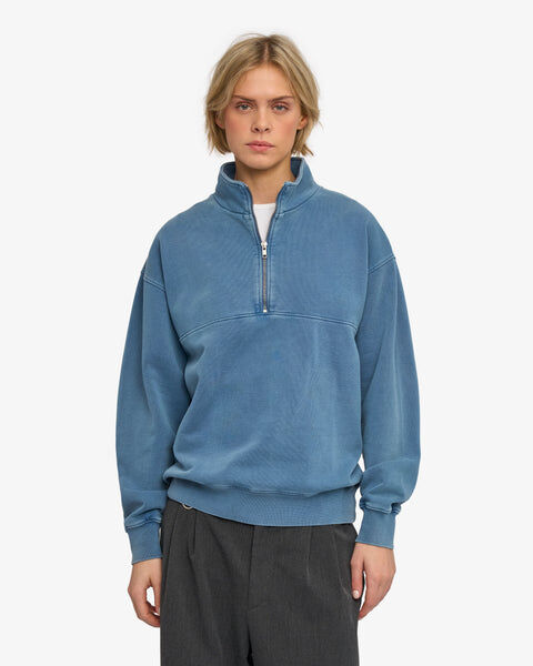 Organic Quarter Zip - Faded Indigo