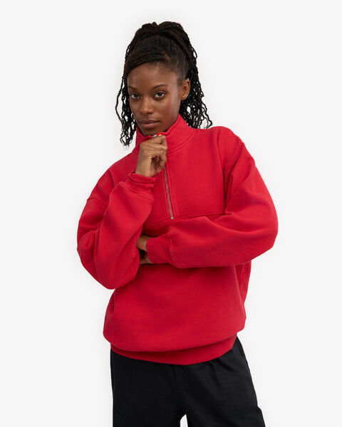 Organic Quarter Zip - Scarlet Red