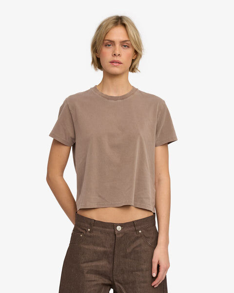 Organic Boxy Crop Tee - Faded Khaki