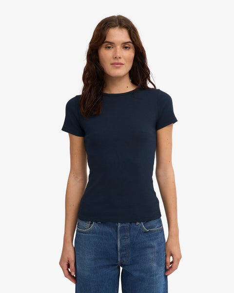 Organic Rib T-Shirt - Navy Blue