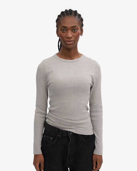 Women Organic Rib LS T-Shirt - Heather Grey