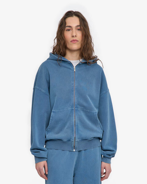 Organic Oversized Zip Hood - Faded Indigo