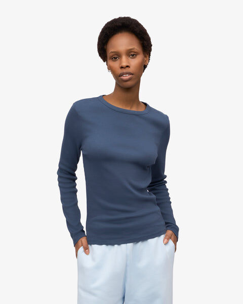 Women Organic Rib LS T-Shirt - Lava Grey