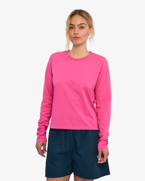 Women Organic LS T-Shirt - Bubblegum Pink