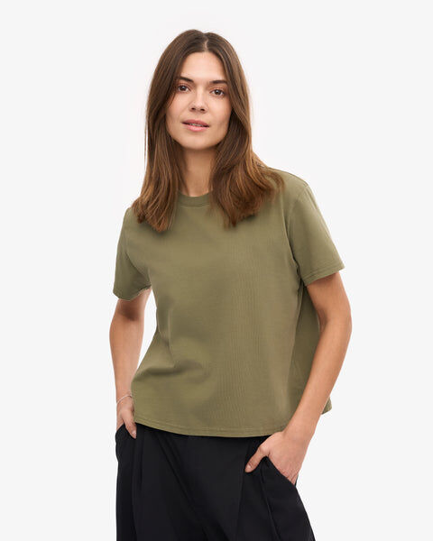 Organic Boxy Crop Tee - Dusty Olive