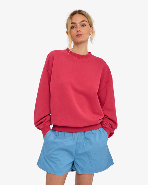 Organic Oversized Crew - Faded Red