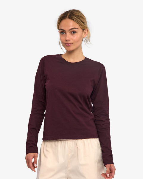 Women Organic LS T-Shirt - Oxblood Red