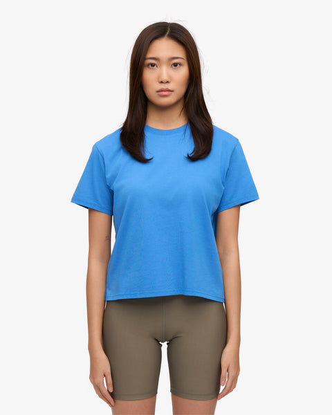 Organic Boxy Crop Tee - Pacific Blue
