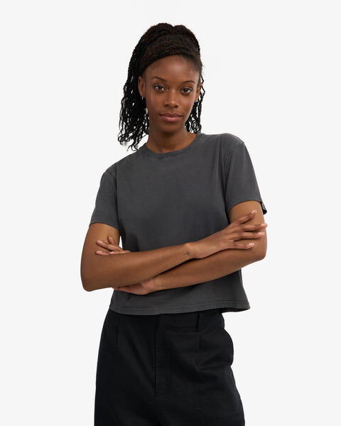 Organic Boxy Crop Tee - Faded Black