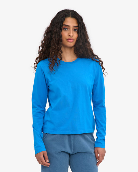 Women Organic LS T-Shirt - Pacific Blue