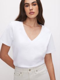 COTTON CLASSIC V-NECK TEE | WHITE001