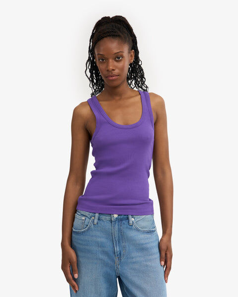 Women Organic Rib Tank Top - Dusty Olive