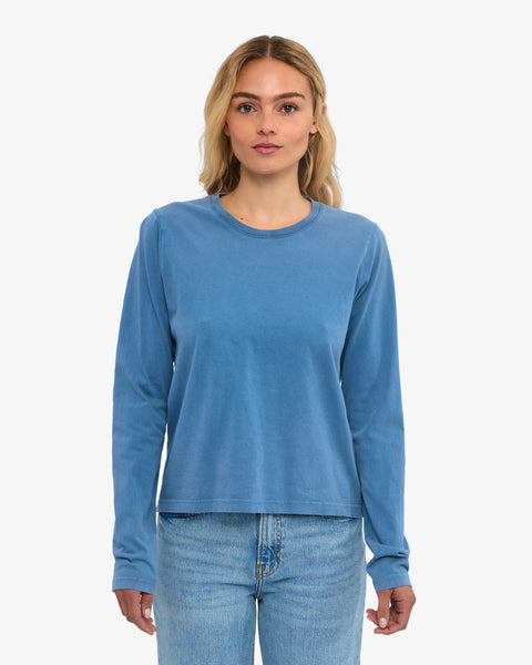 Women Organic LS T-Shirt - Faded Indigo