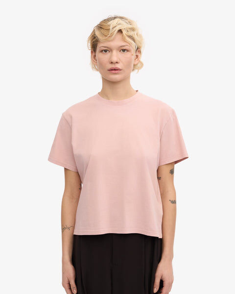 Organic Boxy Crop Tee - Faded Pink